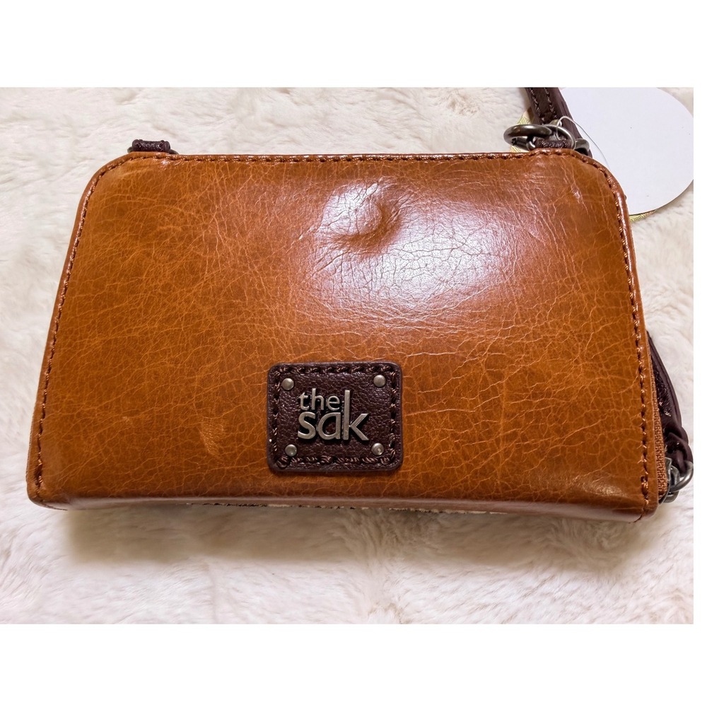 The Sak Iris Smartphone Crossbody Wallet Tobacco Dot Leather Hair-on-Hide NEW - Picture 5 of 13